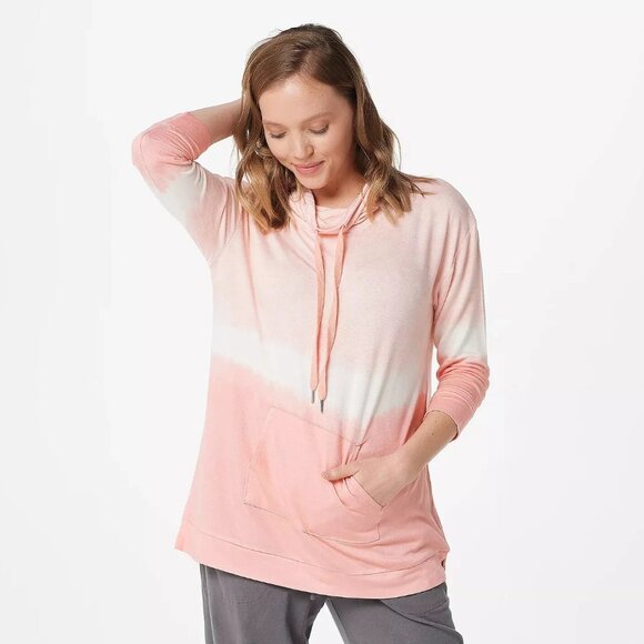 Koolaburra by UGG Brushed-Back 3/4-Sleeve Pullover Top Medium Coral Ombre Stripe - Picture 1 of 7